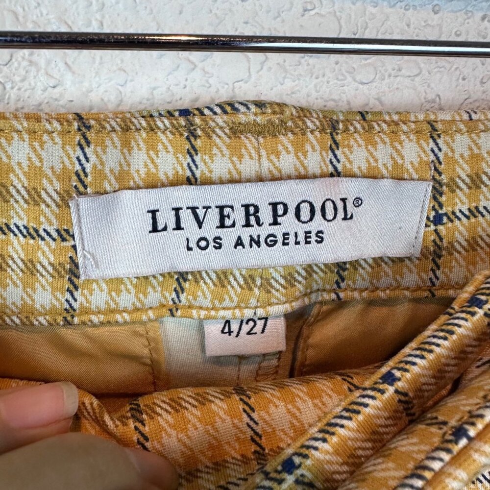 NWT Liverpool Yellow Plaid Trousers Womens Size 4 Rockabilly Pin Up Goth Retro - Picture 7 of 11